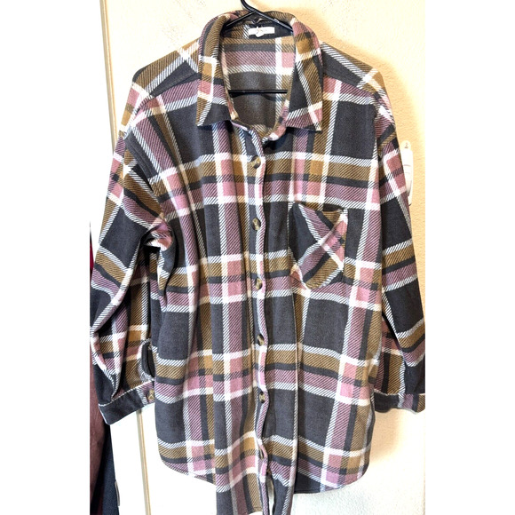 Maurice’s Fleece Plaid button down Shacket shirt jacket 2X oversized boyfriend - Picture 1 of 6
